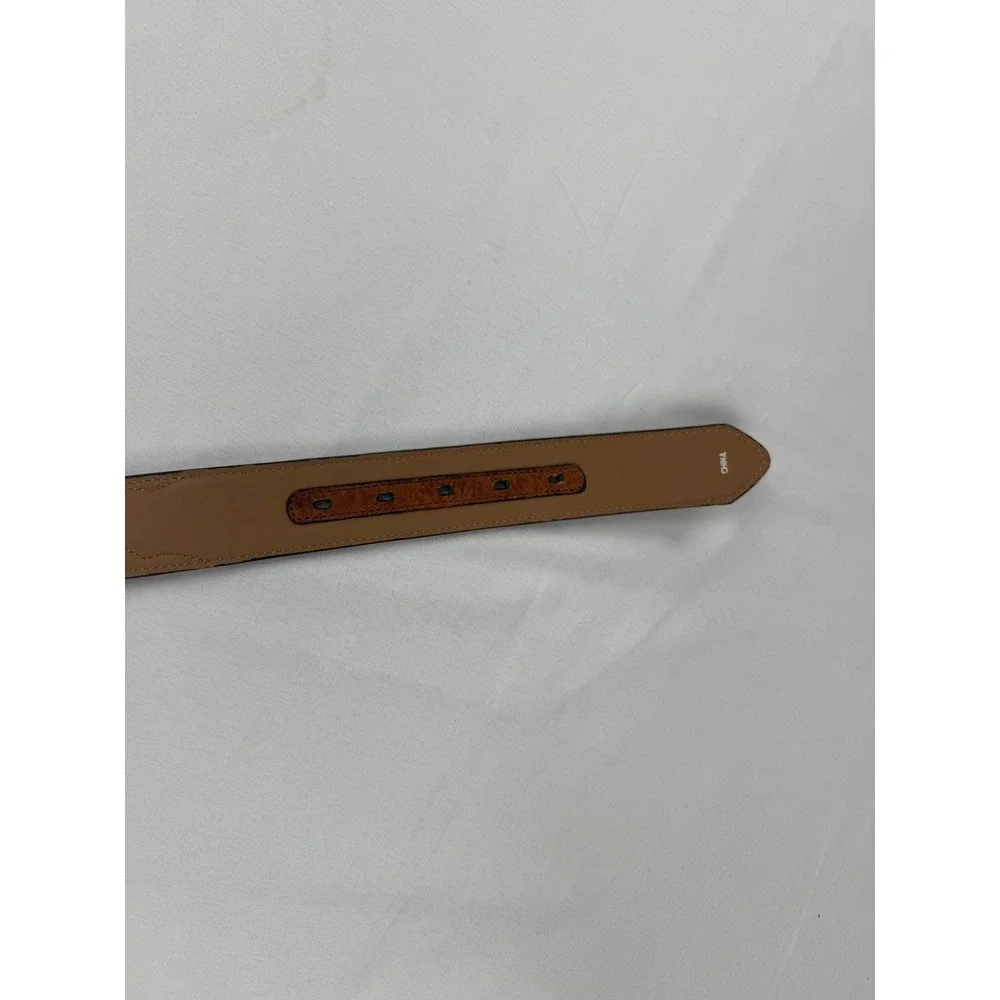 Nocona Belt Co Western Belt Mens 36‎ Brown Leather Brass Buckle